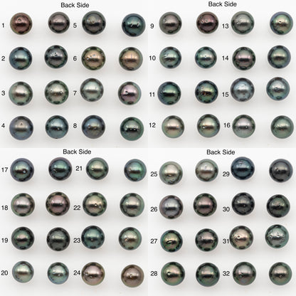 8-9mm Round Tahitian Pearl Pairs with High Luster and Natural Color with Minor Blemishes, for Jewelry Making Supplies, SKU # 3372TH