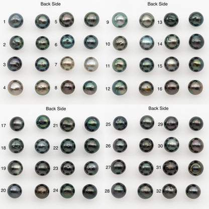 9-10mm Near Round Tahitian Pearl Pairs, Matched Loose Undrilled for Making Earring, Natural Color and High Luster, SKU # 3145TH