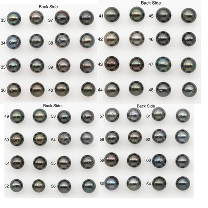 8-9mm Round Tahitian Pearl Pairs with Minor Blemishes, Matched Loose Pearls for Making Studs, for Jewelry Making Supplies, SKU # 3271TH
