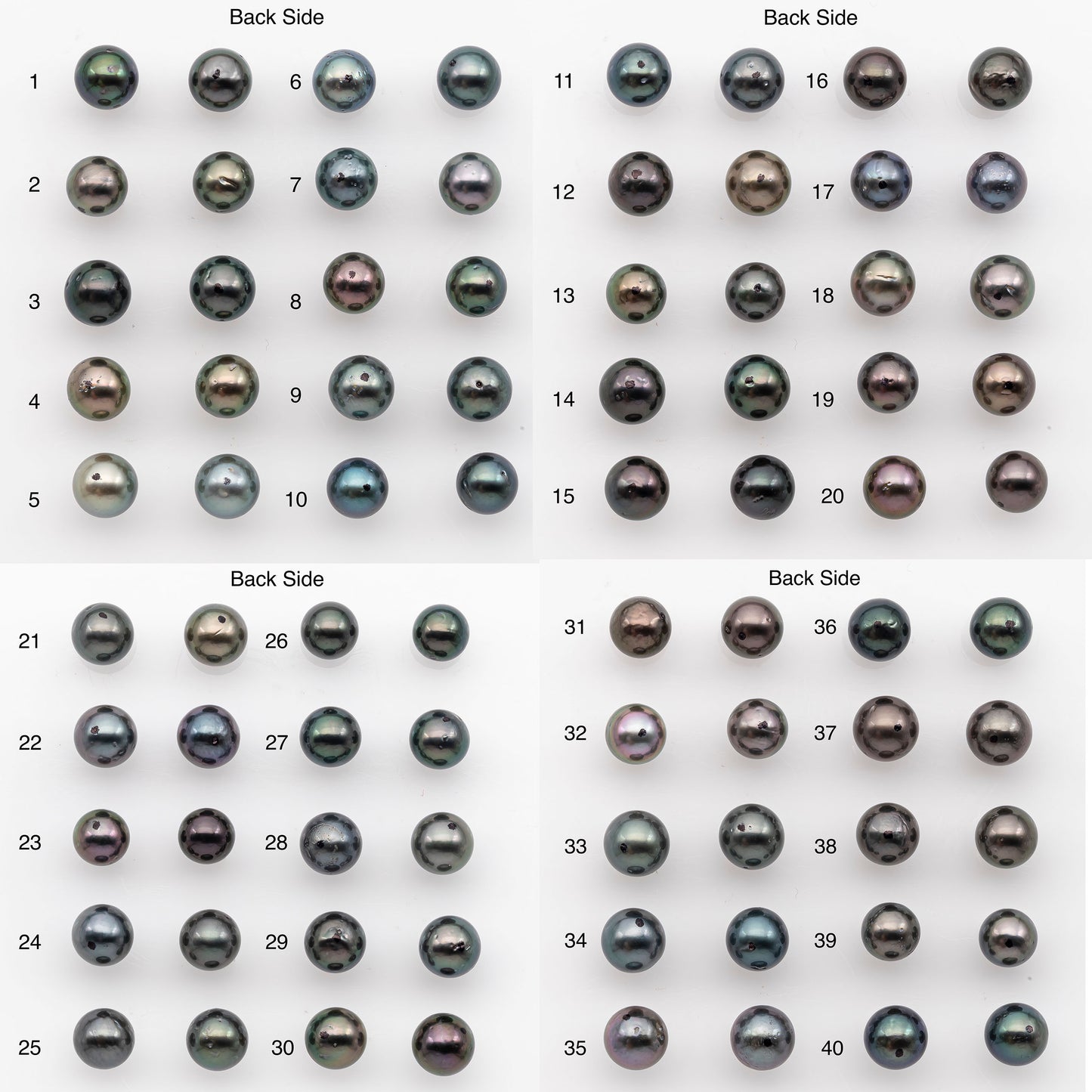 8-9mm Tahitian Pearl Pairs, Matched Round Loose Pearls for Making Studs, High Luster for Jewelry Making Supplies, SKU # 2846TH