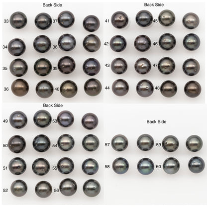 10-11mm Round Tahitian Pearl Pairs with Minor Blemishes, Matched Loose Pearls for Making Studs, for Jewelry Making Supplies, SKU # 3276TH