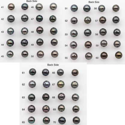 8-9mm Tahitian Pearl Pairs, Matched Round Loose Pearls for Making Studs, High Luster for Jewelry Making Supplies, SKU # 2846TH
