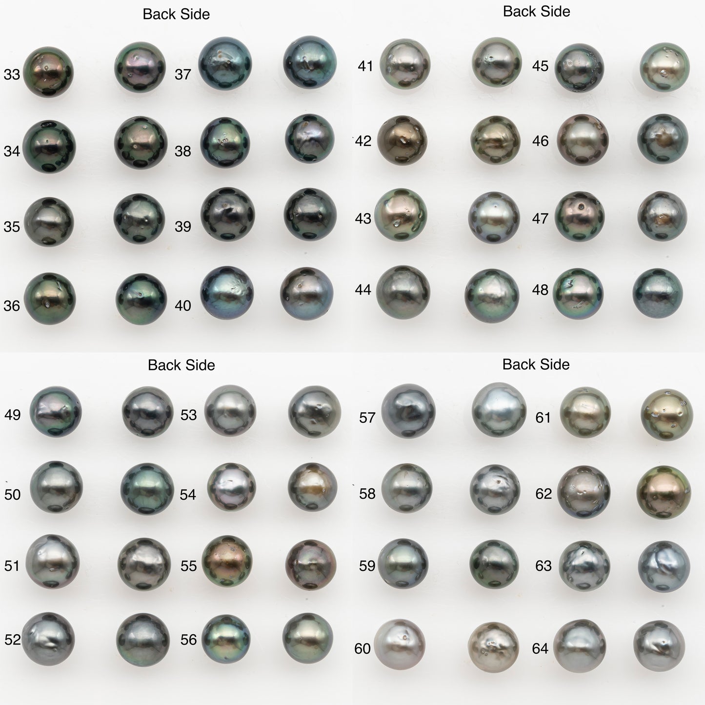 9-10mm Near Round Tahitian Pearl Pairs, Matched Loose Undrilled for Making Earring, Natural Color and High Luster, SKU # 3145TH