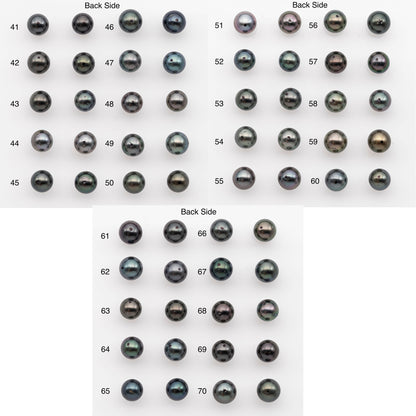 9-10mm Tahitian Pearl Pairs, Matched Round Loose Pearls for Making Studs, High Luster for Jewelry Making Supplies, SKU # 2844TH