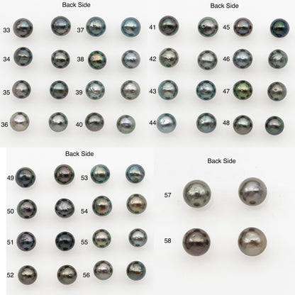 8-9mm Near Round Tahitian Pearl Pairs, Matched Loose Undrilled for Making Earring, Natural Color and High Luster, SKU # 3144TH