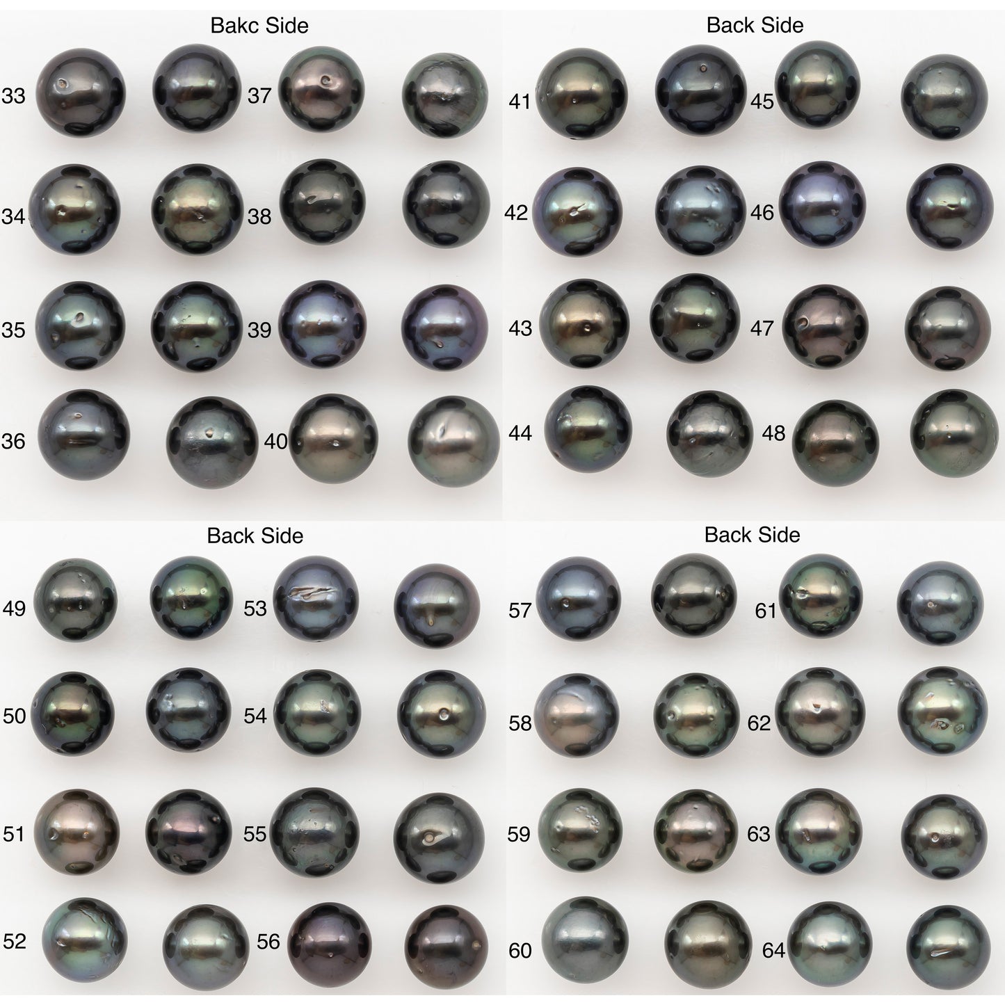 10-11mm Round Tahitian Pearl Pairs with Minor Blemishes, Matched Loose Pearls for Making Studs, for Jewelry Making Supplies, SKU # 3275TH
