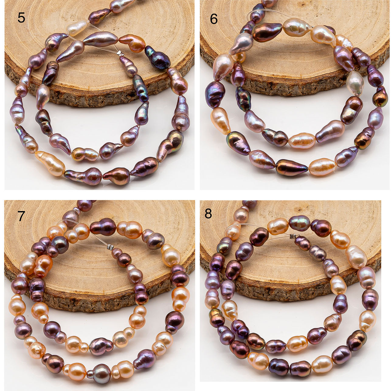 9-11mm Edison Pearl in Full Strand, Freshwater Pearl in Natural Colors with High Luster, Pre-Strung for Jewelry Making, SKU # 2853ED