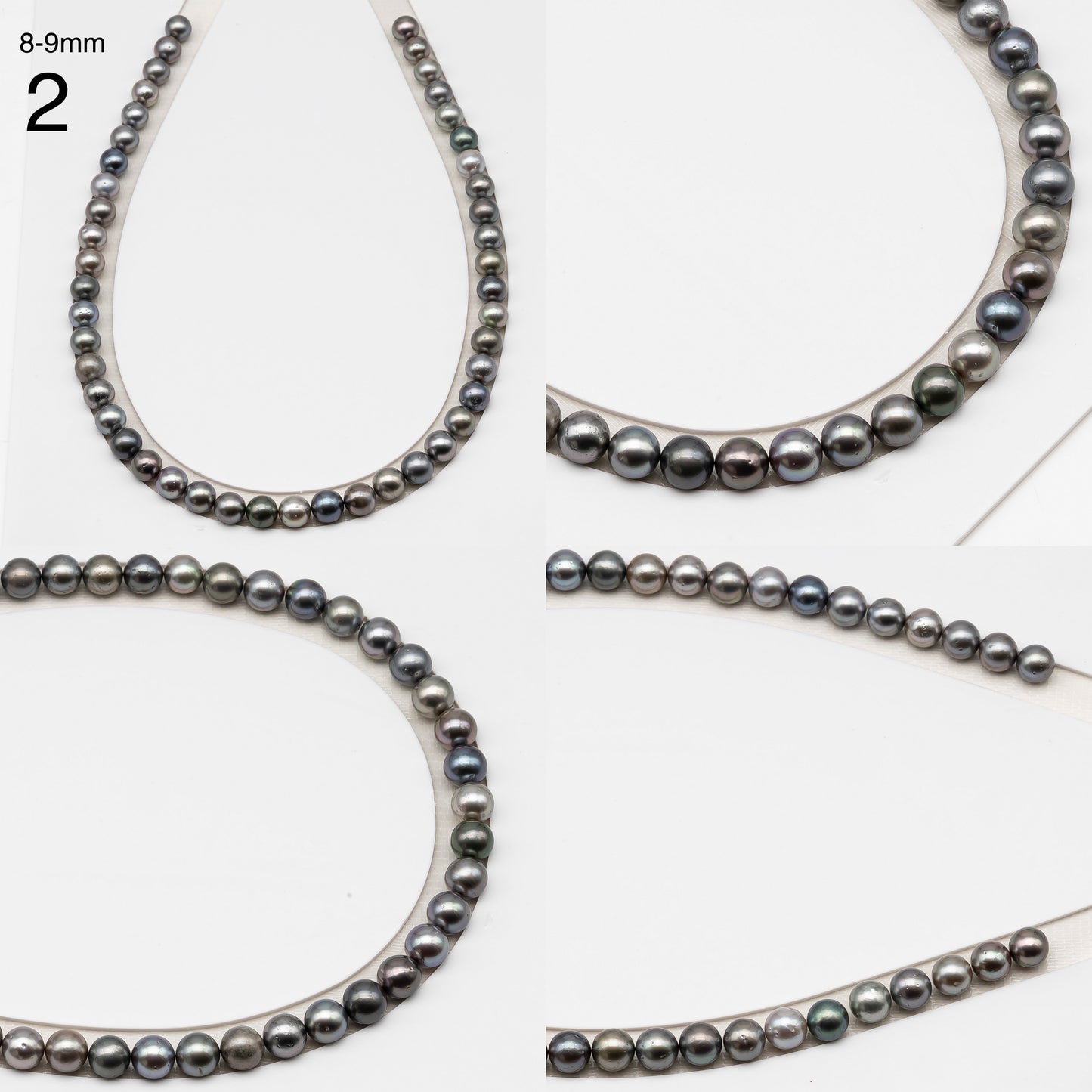 8, 9, 10 or 11mm Tahitian Pearl in Full Strand, Natur8, 9, 10 or 11mm Tahitian Pearl in Full Strand (No Hole), Natural Colors with High Luster, for Jewelry Making, SKU # 3103TH