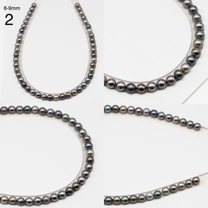 8, 9, 10 or 11mm Tahitian Pearl in Full Strand, Natur8, 9, 10 or 11mm Tahitian Pearl in Full Strand (No Hole), Natural Colors with High Luster, for Jewelry Making, SKU # 3103TH