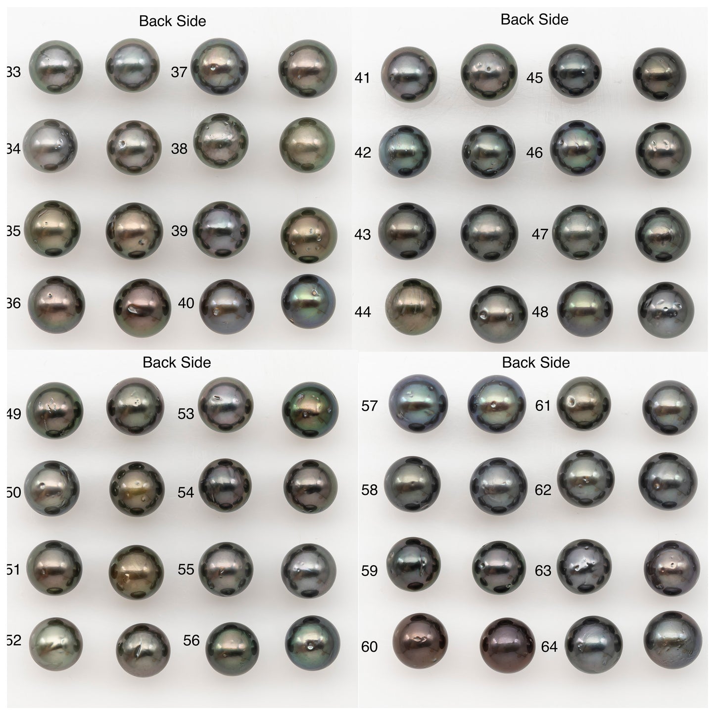 9-10mm Round Tahitian Pearl Pairs with Minor Blemishes, Matched Loose Pearls for Making Studs, for Jewelry Making Supplies, SKU # 32734TH