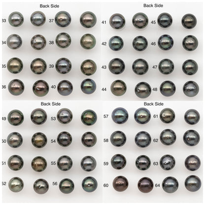 9-10mm Round Tahitian Pearl Pairs with Minor Blemishes, Matched Loose Pearls for Making Studs, for Jewelry Making Supplies, SKU # 32734TH