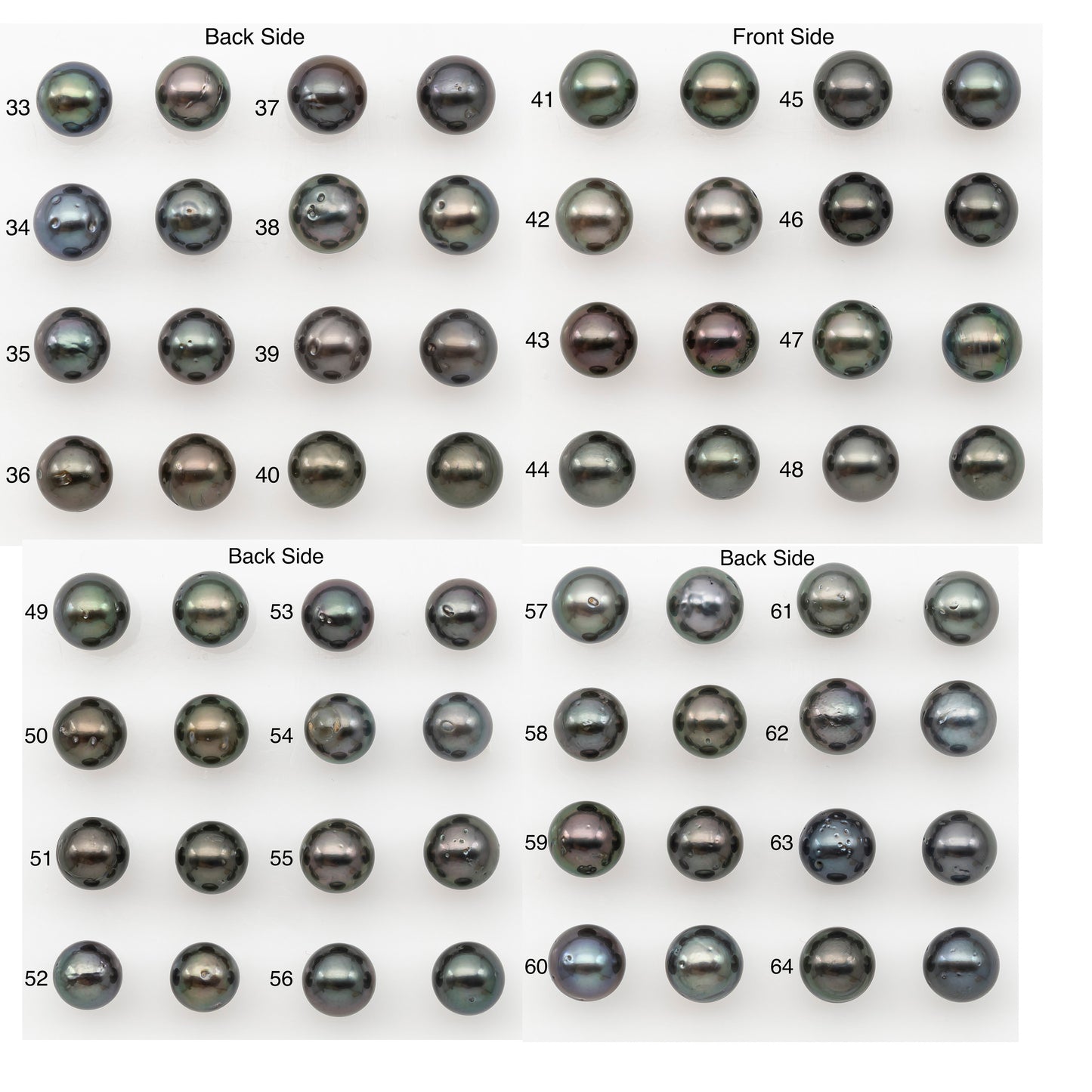 8-9mm Round Tahitian Pearl Pairs with Minor Blemishes, Matched Loose Pearls for Making Studs, for Jewelry Making Supplies, SKU # 3271TH