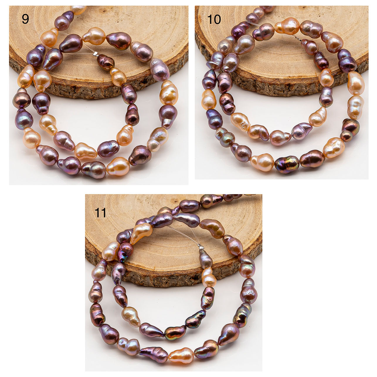 9-11mm Edison Pearl in Full Strand, Freshwater Pearl in Natural Colors with High Luster, Pre-Strung for Jewelry Making, SKU # 2853ED