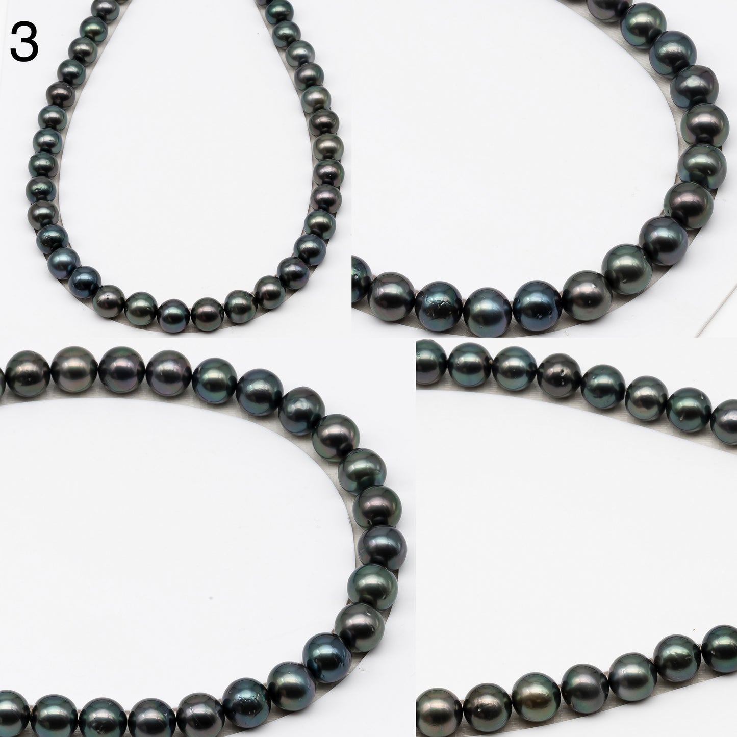 12-13mm Tahitian Pearls, 16” Full Strand, Undrilled (No Hole), Natural Color, High Luster, SKU # 3060TH