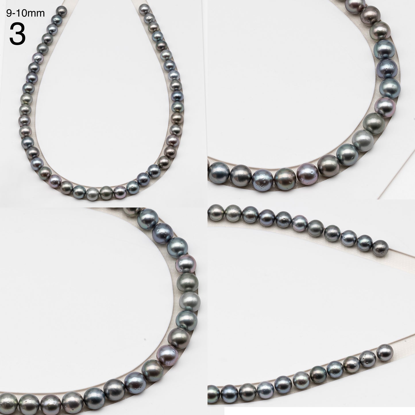 8, 9, 10 or 11mm Tahitian Pearl in Full Strand, Natur8, 9, 10 or 11mm Tahitian Pearl in Full Strand (No Hole), Natural Colors with High Luster, for Jewelry Making, SKU # 3103TH