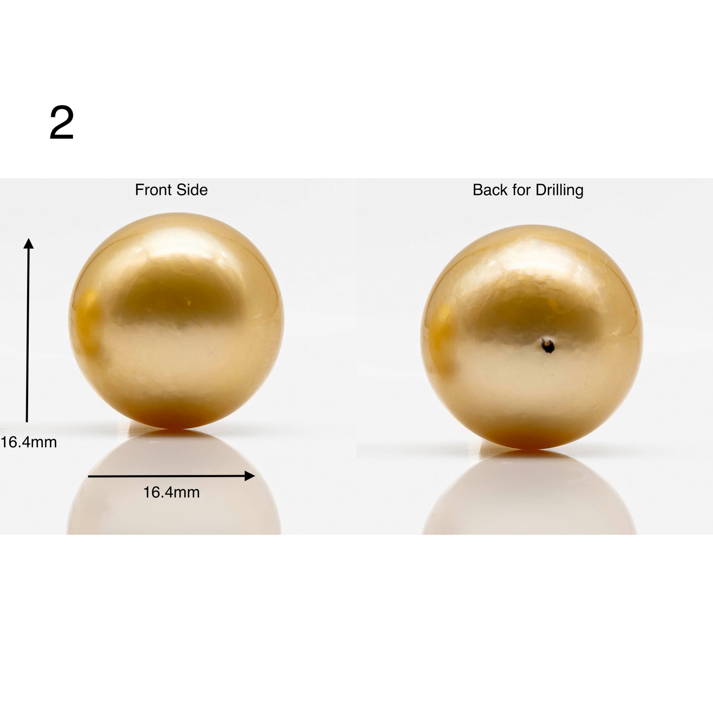 16-17mm Large Size Golden South Sea Pearl in Natural Color with High Luster, Round Single Piece Undrilled for Jewelry Making, SKU # 1907GS