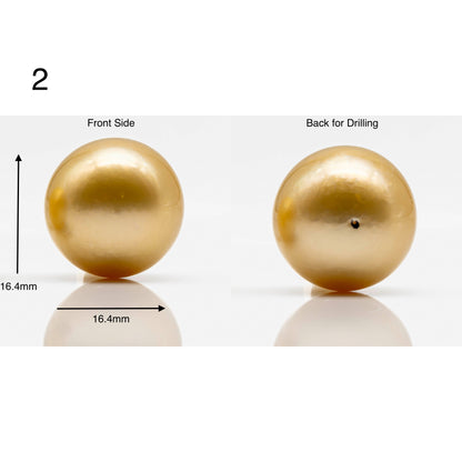 16-17mm Large Size Golden South Sea Pearl in Natural Color with High Luster, Round Single Piece Undrilled for Jewelry Making, SKU # 1907GS