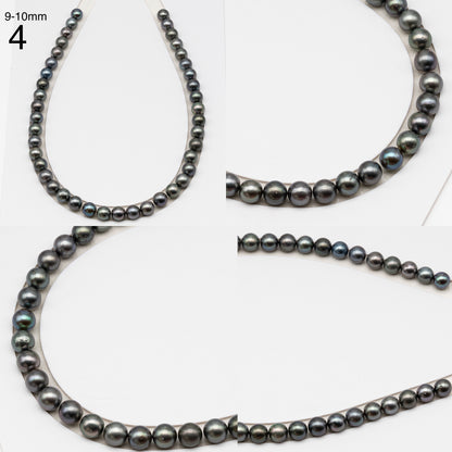 8, 9, 10 or 11mm Tahitian Pearl in Full Strand, Natur8, 9, 10 or 11mm Tahitian Pearl in Full Strand (No Hole), Natural Colors with High Luster, for Jewelry Making, SKU # 3103TH