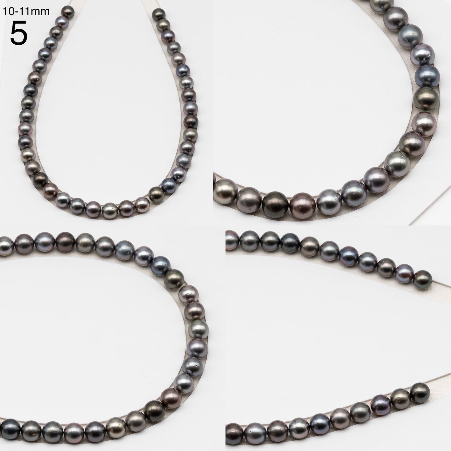 8, 9, 10 or 11mm Tahitian Pearl in Full Strand, Natur8, 9, 10 or 11mm Tahitian Pearl in Full Strand (No Hole), Natural Colors with High Luster, for Jewelry Making, SKU # 3103TH