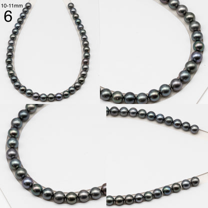 8, 9, 10 or 11mm Tahitian Pearl in Full Strand, Natur8, 9, 10 or 11mm Tahitian Pearl in Full Strand (No Hole), Natural Colors with High Luster, for Jewelry Making, SKU # 3103TH