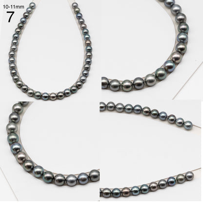 8, 9, 10 or 11mm Tahitian Pearl in Full Strand, Natur8, 9, 10 or 11mm Tahitian Pearl in Full Strand (No Hole), Natural Colors with High Luster, for Jewelry Making, SKU # 3103TH