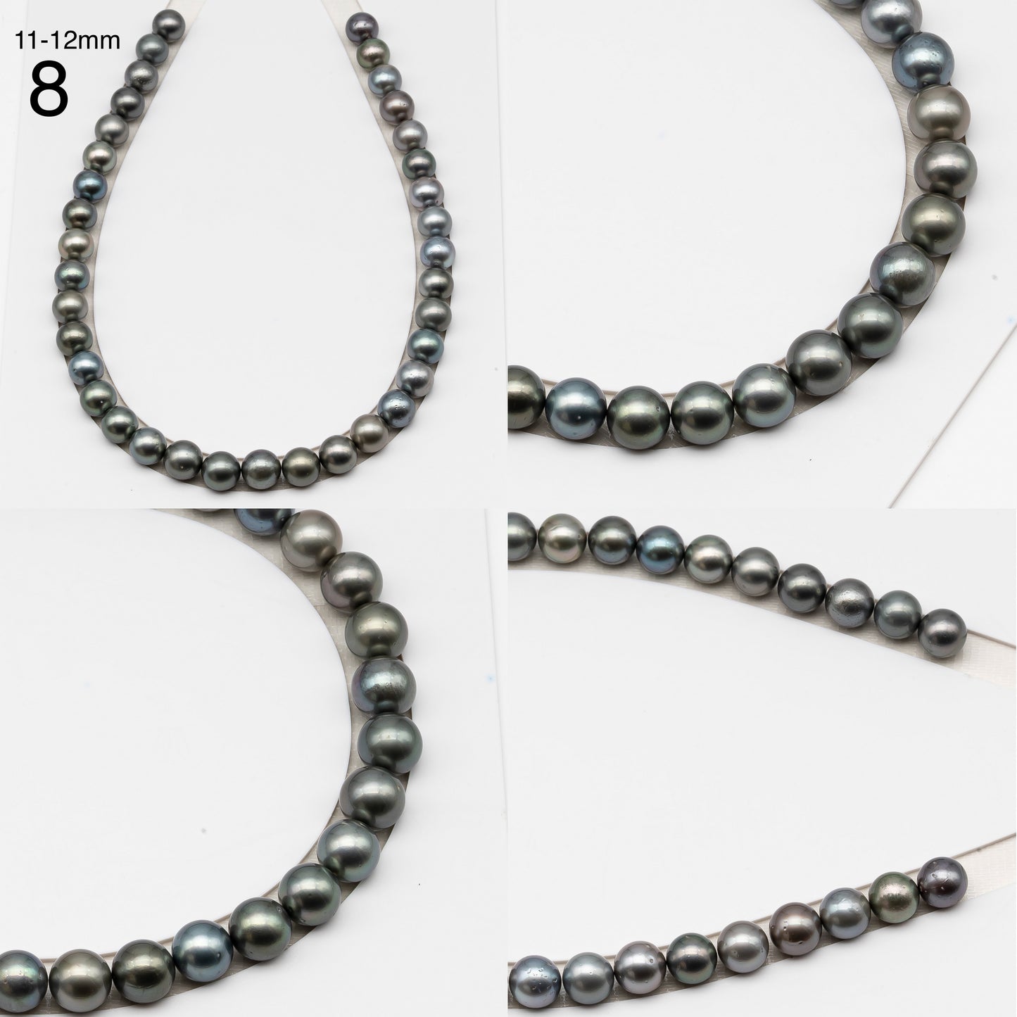8, 9, 10 or 11mm Tahitian Pearl in Full Strand, Natur8, 9, 10 or 11mm Tahitian Pearl in Full Strand (No Hole), Natural Colors with High Luster, for Jewelry Making, SKU # 3103TH