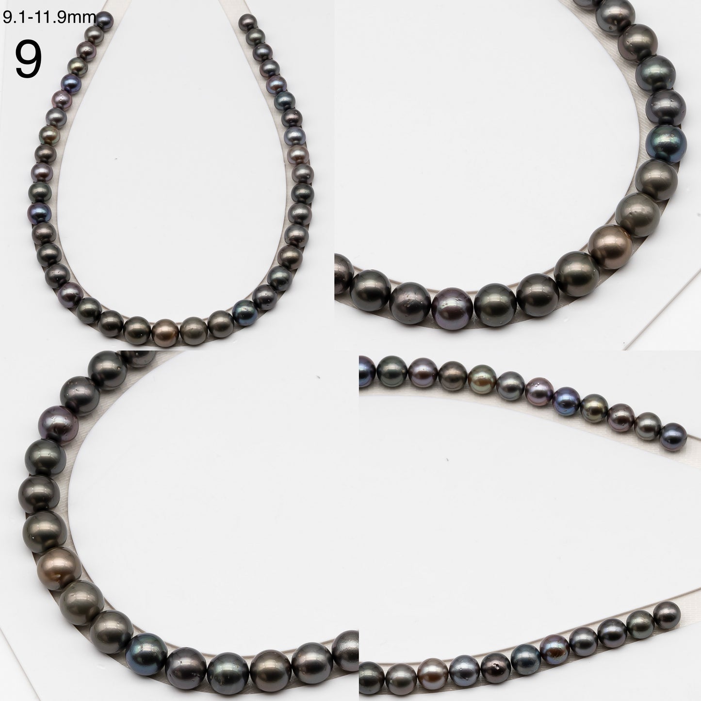 8, 9, 10 or 11mm Tahitian Pearl in Full Strand, Natur8, 9, 10 or 11mm Tahitian Pearl in Full Strand (No Hole), Natural Colors with High Luster, for Jewelry Making, SKU # 3103TH