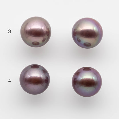 10-11mm Round Edison Pearl in Matching Pair with All Natural Colors and High Lusters in Half Drilled for Making Earring Stud, SKU # 1760EP