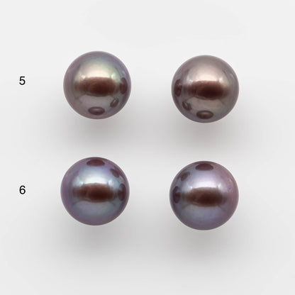 10-11mm Round Edison Pearl in Matching Pair with All Natural Colors and High Lusters in Half Drilled for Making Earring Stud, SKU # 1760EP