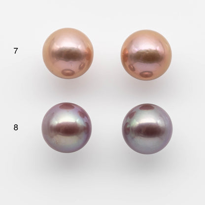 10-11mm Round Edison Pearl in Matching Pair with All Natural Colors and High Lusters in Half Drilled for Making Earring Stud, SKU # 1760EP