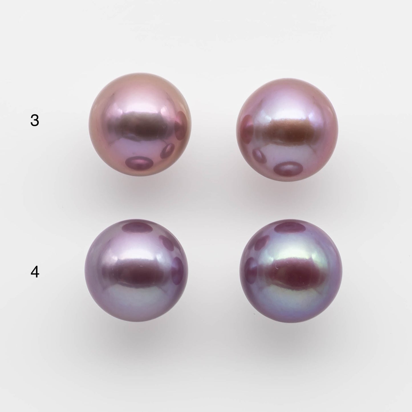 11-12mm Edison Pearl Round with Intensive High Luster and All Natural Color, Matching Pair in Half Drilled for Making Earring, SKU # 1761EP