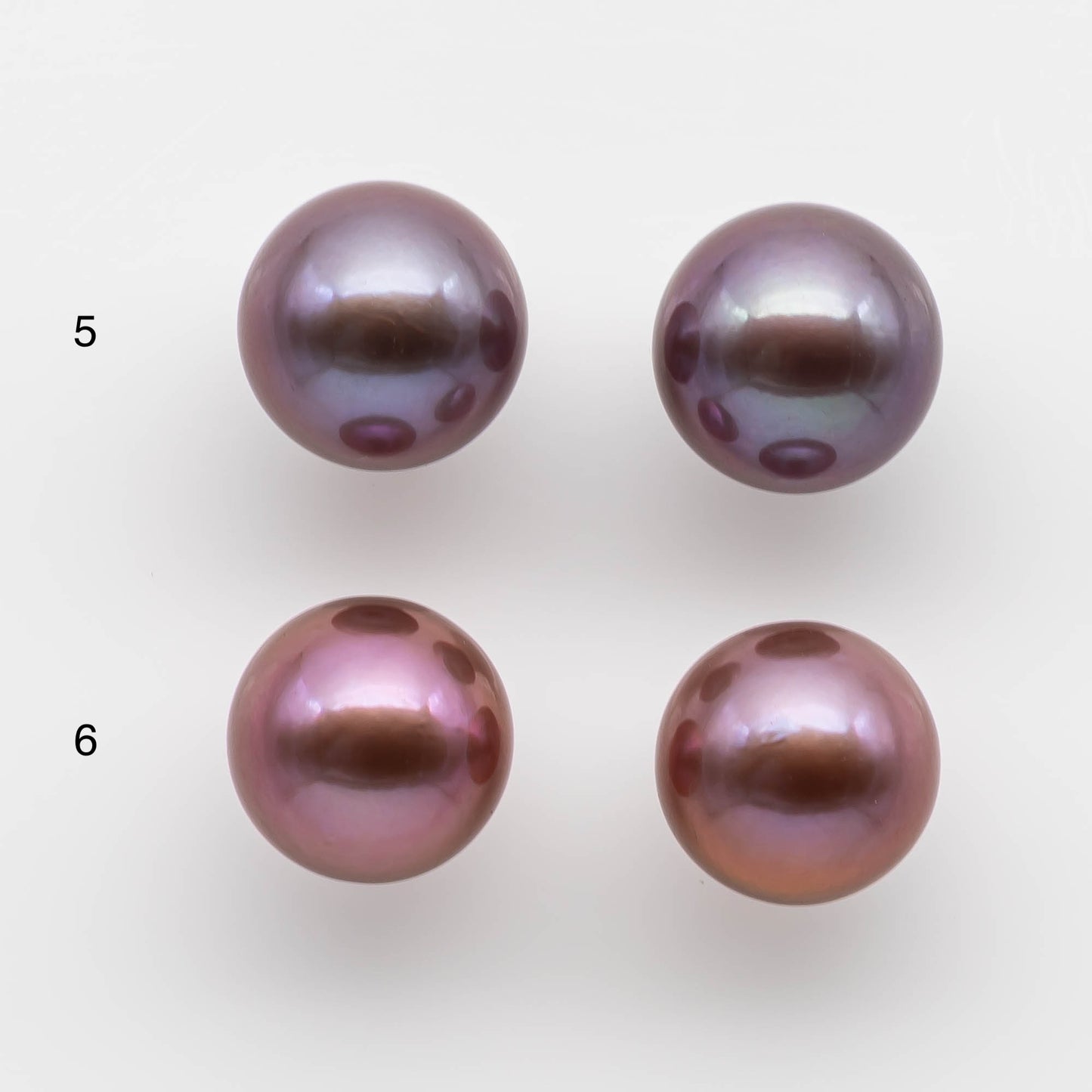 11-12mm Edison Pearl Round with Intensive High Luster and All Natural Color, Matching Pair in Half Drilled for Making Earring, SKU # 1761EP