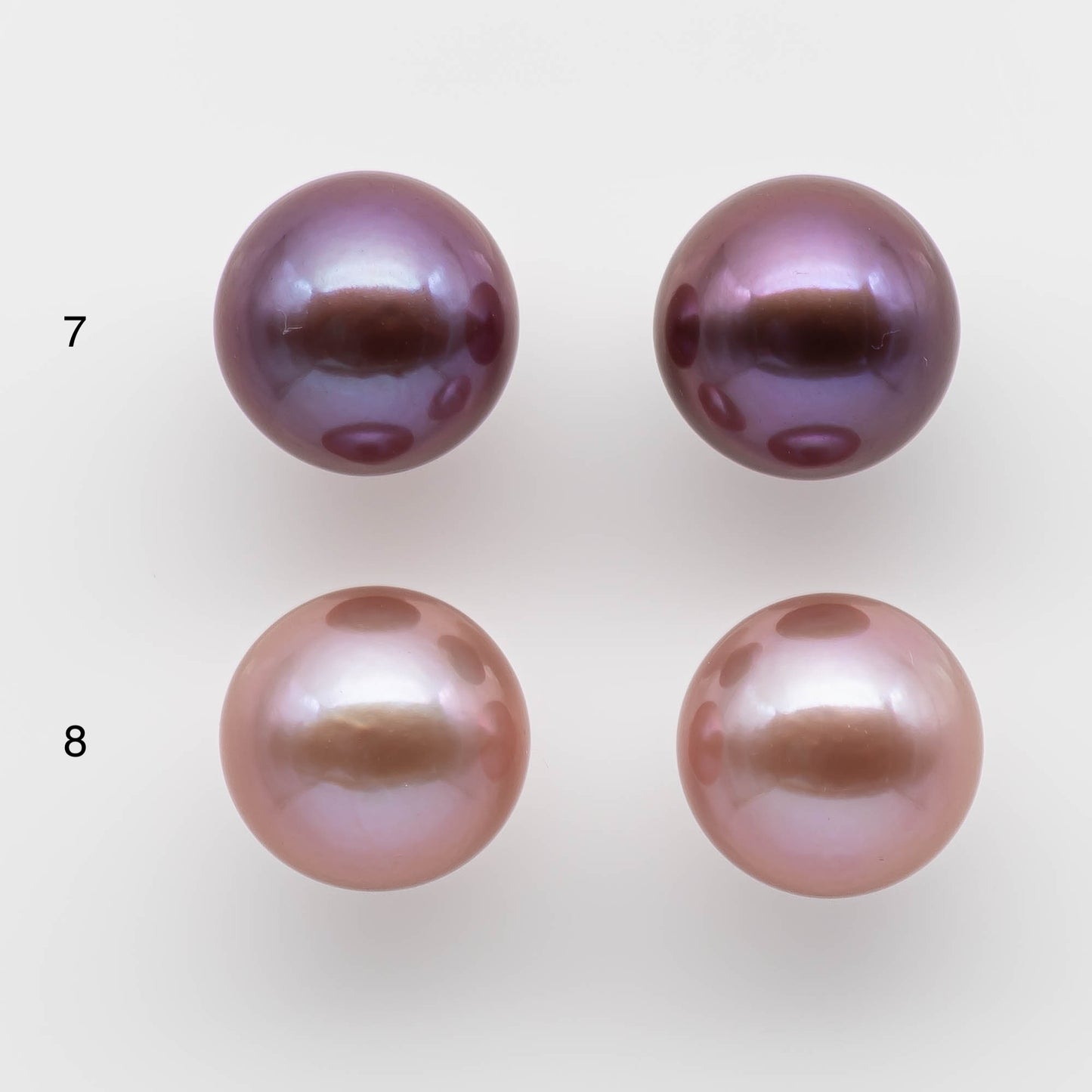 11-12mm Edison Pearl Round with Intensive High Luster and All Natural Color, Matching Pair in Half Drilled for Making Earring, SKU # 1761EP