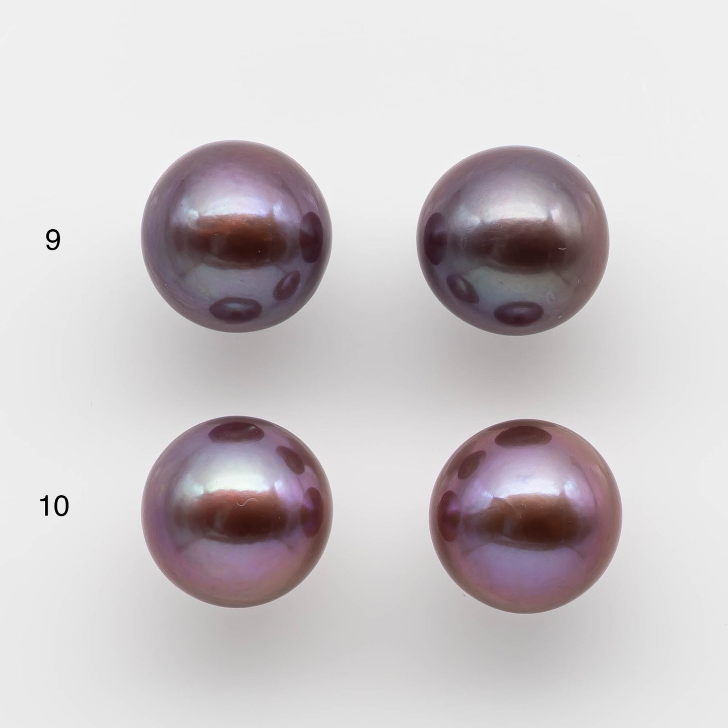 11-12mm Edison Pearl Round with Intensive High Luster and All Natural Color, Matching Pair in Half Drilled for Making Earring, SKU # 1761EP