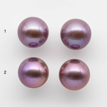 15-16mm XL Edison Pearl Round Natural Metallic Lavender with Amazing Luster, Matching Pair in Half Drilled for Making Earring, SKU # 1762EP