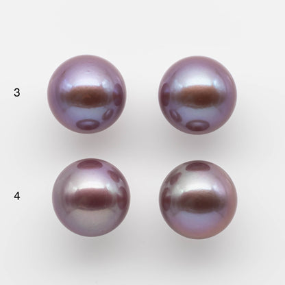 15-16mm XL Edison Pearl Round Natural Metallic Lavender with Amazing Luster, Matching Pair in Half Drilled for Making Earring, SKU # 1762EP