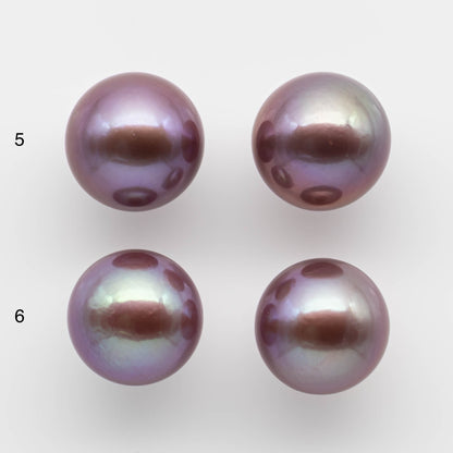 15-16mm XL Edison Pearl Round Natural Metallic Lavender with Amazing Luster, Matching Pair in Half Drilled for Making Earring, SKU # 1762EP