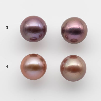 13-14mm Large Edison Pearl Round All Natural Colors and Amazing Luster, Matching Pair in Half Drilled for Making Earring, SKU # 1764EP