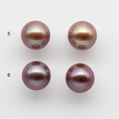 13-14mm Large Edison Pearl Round All Natural Colors and Amazing Luster, Matching Pair in Half Drilled for Making Earring, SKU # 1764EP