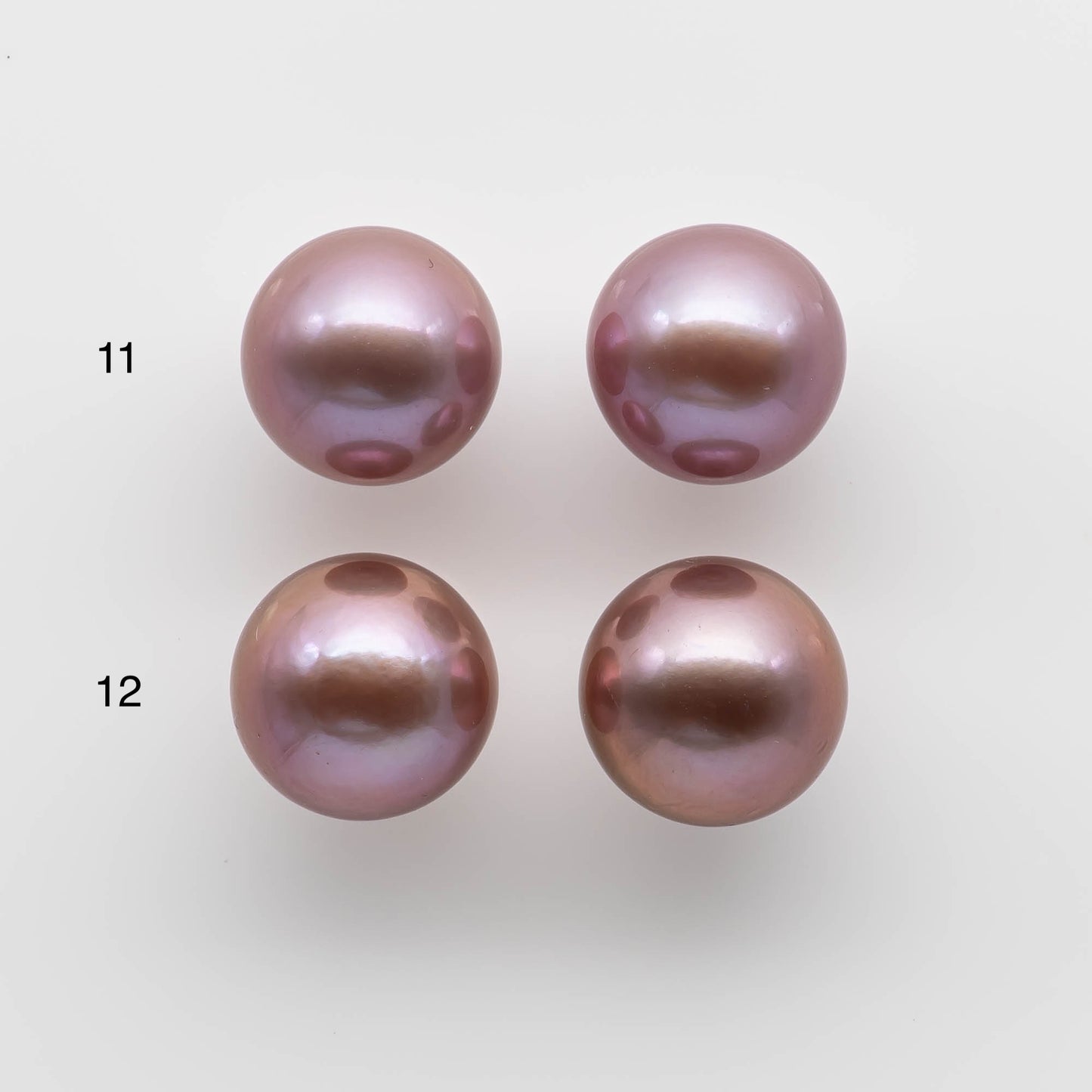 12-13mm Edison Pearl Round Matching Pair in All Natural Colors and High Luster, Half Drilled for Making Earring, SKU # 1779EP