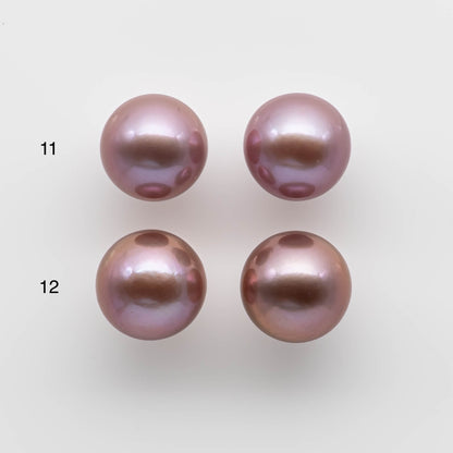 12-13mm Edison Pearl Round Matching Pair in All Natural Colors and High Luster, Half Drilled for Making Earring, SKU # 1779EP