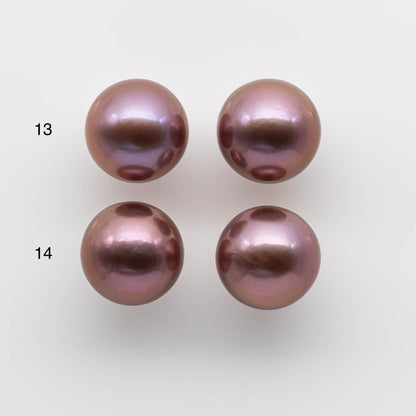 12-13mm Edison Pearl Round Matching Pair in All Natural Colors and High Luster, Half Drilled for Making Earring, SKU # 1779EP