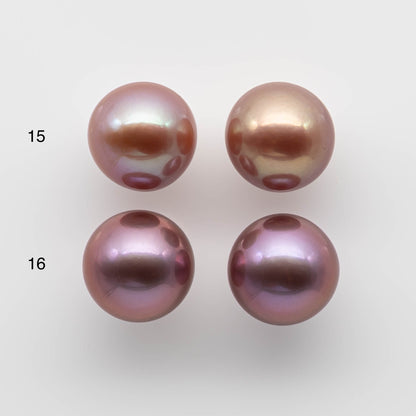 12-13mm Edison Pearl Round Matching Pair in All Natural Colors and High Luster, Half Drilled for Making Earring, SKU # 1779EP