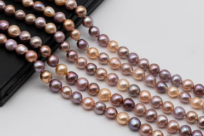 8-12mm Edison Pearl Multi-Color Near Round or Drop with Extremely Nice Luster, Natural Freshwater Pearl Bead Color, Full Strand, SKU# 1110ED