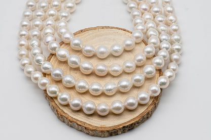 9-11mm Round White Edison Pearl Full Strand with Nice Luster, Freshwater Pearl Bead for Making Jewelry, SKU # 1366EP