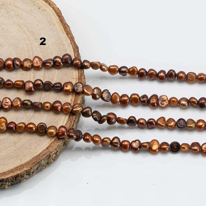 5-6mm Freshwater Pearl Tiny Nugget, Choose Between Brown, Cranberry or Green Color Beads in Full Strand for DYI Project, SKU # 1592FW