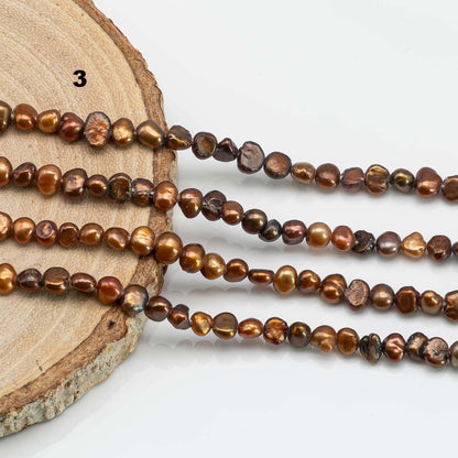 5-6mm Freshwater Pearl Tiny Nugget, Choose Between Brown, Cranberry or Green Color Beads in Full Strand for DYI Project, SKU # 1592FW