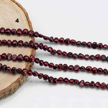 5-6mm Freshwater Pearl Tiny Nugget, Choose Between Brown, Cranberry or Green Color Beads in Full Strand for DYI Project, SKU # 1592FW