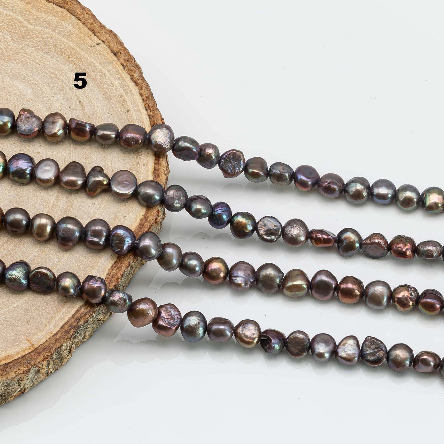 5-6mm Freshwater Pearl Tiny Nugget, Choose Between Brown, Cranberry or Green Color Beads in Full Strand for DYI Project, SKU # 1592FW