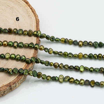 5-6mm Freshwater Pearl Tiny Nugget, Choose Between Brown, Cranberry or Green Color Beads in Full Strand for DYI Project, SKU # 1592FW